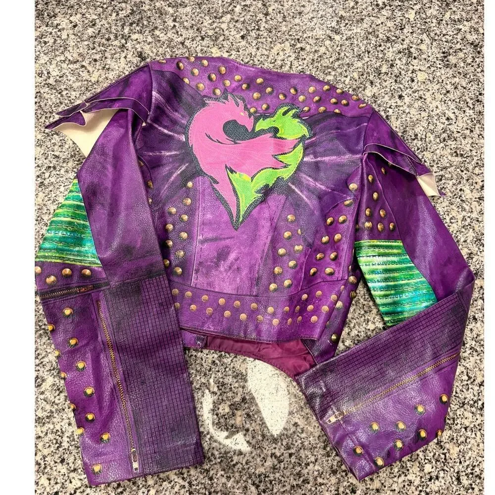 Disney Costume Descendants Mal Moto Jacket Size Youth 7/8 Authentic